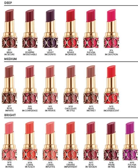 yves saint laurent lip color|ysl lip gloss chart.